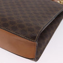 CELINE Macadam Chain Shoulder Bag PVC Leather Brown Gold Auth ka6066-18
