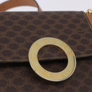 CELINE Macadam Chain Shoulder Bag PVC Leather Brown Gold Auth ka6066-19