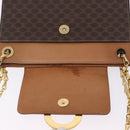 CELINE Macadam Chain Shoulder Bag PVC Leather Brown Gold Auth ka6066-9