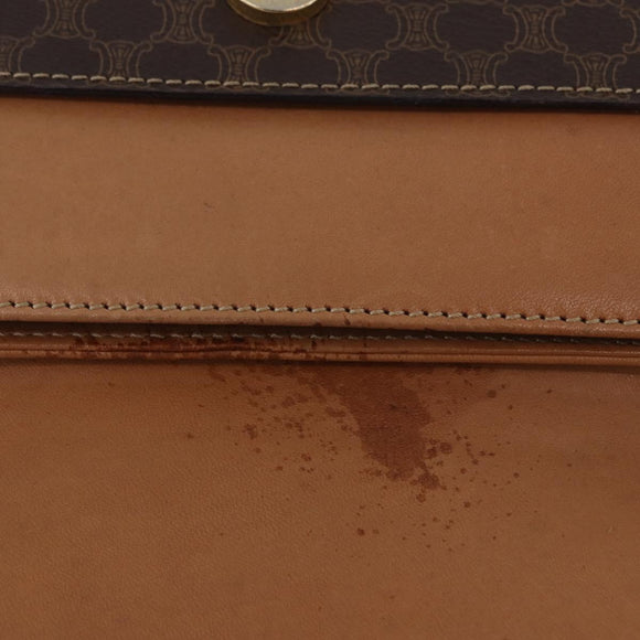CELINE Macadam Chain Shoulder Bag PVC Leather Brown Gold Auth ka6066