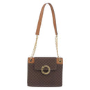 CELINE Macadam Chain Shoulder Bag PVC Leather Brown Gold Auth ka6066-13