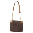 CELINE Macadam Chain Shoulder Bag PVC Leather Brown Gold Auth ka6066-2
