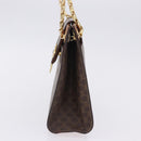 CELINE Macadam Chain Shoulder Bag PVC Leather Brown Gold Auth ka6066-3