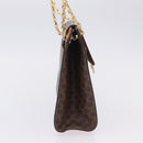 CELINE Macadam Chain Shoulder Bag PVC Leather Brown Gold Auth ka6066-4