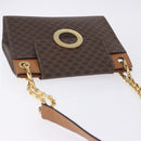 CELINE Macadam Chain Shoulder Bag PVC Leather Brown Gold Auth ka6066-6