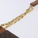 CELINE Macadam Chain Shoulder Bag PVC Leather Brown Gold Auth ka6066-8