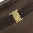 Salvatore Ferragamo Vala Shoulder Bag Suede Brown Gold Tone Auth ka6067-16