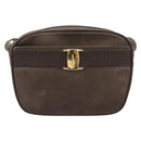 Salvatore Ferragamo Vala Shoulder Bag Suede Brown Gold Tone Auth ka6067-2
