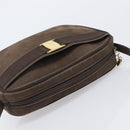 Salvatore Ferragamo Vala Shoulder Bag Suede Brown Gold Tone Auth ka6067-6