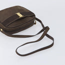 Salvatore Ferragamo Vala Shoulder Bag Suede Brown Gold Tone Auth ka6067-7