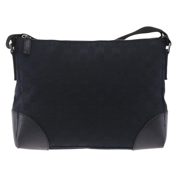 GUCCI GG Canvas Shoulder Bag Black Silver 114273 Auth ka6068