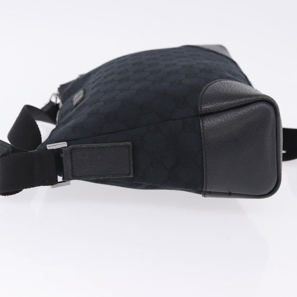 GUCCI GG Canvas Shoulder Bag Black Silver 114273 Auth ka6068