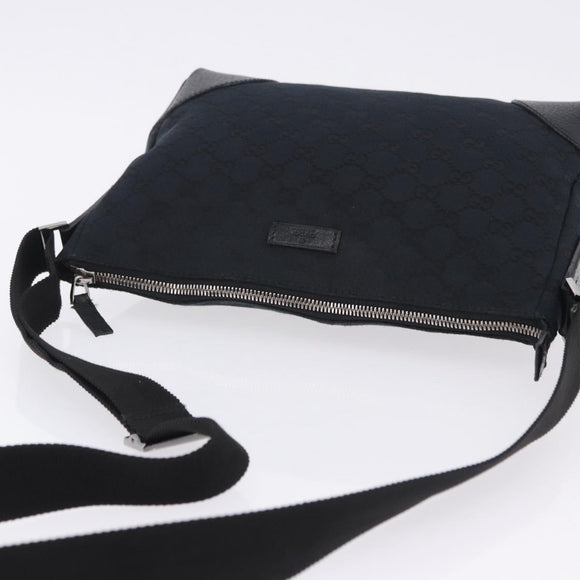 GUCCI GG Canvas Shoulder Bag Black Silver 114273 Auth ka6068