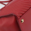 Miu Miu Tote Bag Leather 2way Red Gold Tone Auth ka6072A-14
