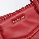 Miu Miu Tote Bag Leather 2way Red Gold Tone Auth ka6072A-17