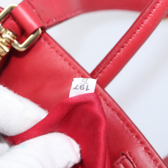 Miu Miu Tote Bag Leather 2way Red Gold Tone Auth ka6072A