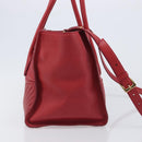 Miu Miu Tote Bag Leather 2way Red Gold Tone Auth ka6072A-5