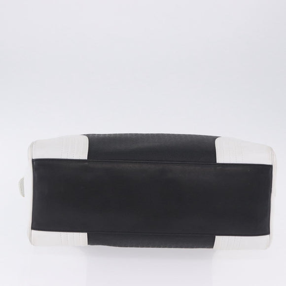 LOEWE Anagram Hand Bag PVC Leather Black White Auth ka6073