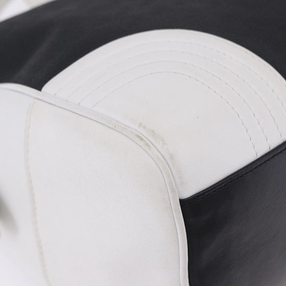 LOEWE Anagram Hand Bag PVC Leather Black White Auth ka6073