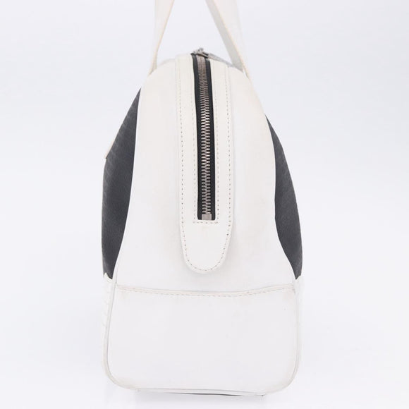 LOEWE Anagram Hand Bag PVC Leather Black White Auth ka6073