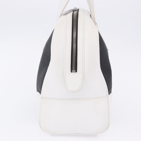 LOEWE Anagram Hand Bag PVC Leather Black White Auth ka6073