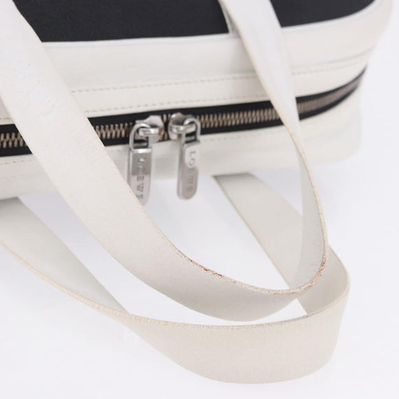 LOEWE Anagram Hand Bag PVC Leather Black White Auth ka6073