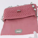 Miu Miu Matelasse Shoulder Bag Leather 2way Pink Silver Auth ka6075M-21