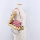 Miu Miu Matelasse Shoulder Bag Leather 2way Pink Silver Auth ka6075M-28