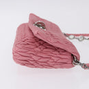 Miu Miu Matelasse Shoulder Bag Leather 2way Pink Silver Auth ka6075M-3