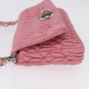 Miu Miu Matelasse Shoulder Bag Leather 2way Pink Silver Auth ka6075M-4