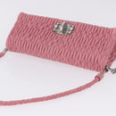Miu Miu Matelasse Shoulder Bag Leather 2way Pink Silver Auth ka6075M-6