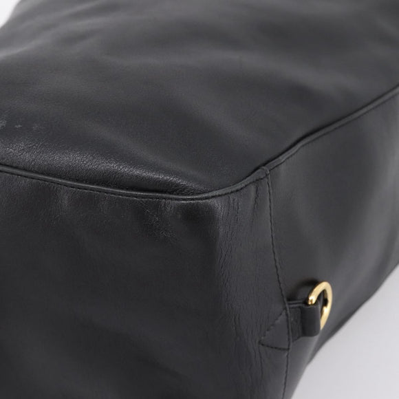 BALLY Shoulder Bag Leather Black Gold Tone Auth ka6077A