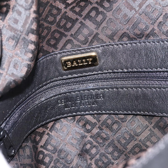 BALLY Shoulder Bag Leather Black Gold Tone Auth ka6077A