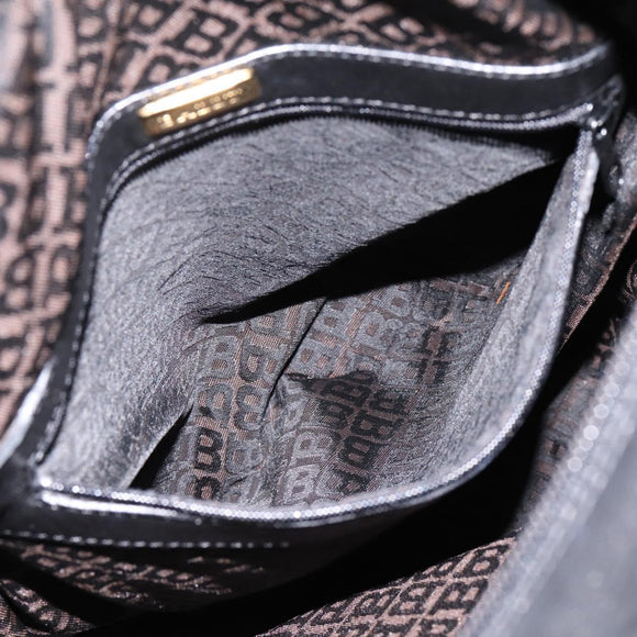 BALLY Shoulder Bag Leather Black Gold Tone Auth ka6077A
