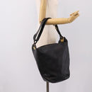 BALLY Shoulder Bag Leather Black Gold Tone Auth ka6077A-21