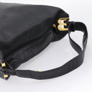 BALLY Shoulder Bag Leather Black Gold Tone Auth ka6077A-7