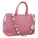Miu Miu Matelasse Hand Bag Leather Pink Silver Auth ka6078A-1