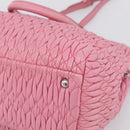 Miu Miu Matelasse Hand Bag Leather Pink Silver Auth ka6078A-14