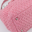 Miu Miu Matelasse Hand Bag Leather Pink Silver Auth ka6078A-15