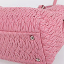 Miu Miu Matelasse Hand Bag Leather Pink Silver Auth ka6078A-16
