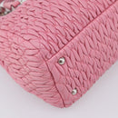 Miu Miu Matelasse Hand Bag Leather Pink Silver Auth ka6078A-17