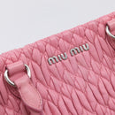 Miu Miu Matelasse Hand Bag Leather Pink Silver Auth ka6078A-18