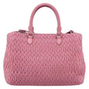 Miu Miu Matelasse Hand Bag Leather Pink Silver Auth ka6078A-3