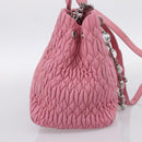 Miu Miu Matelasse Hand Bag Leather Pink Silver Auth ka6078A-4