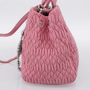 Miu Miu Matelasse Hand Bag Leather Pink Silver Auth ka6078A-5