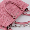 Miu Miu Matelasse Hand Bag Leather Pink Silver Auth ka6078A-6