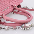 Miu Miu Matelasse Hand Bag Leather Pink Silver Auth ka6078A-7