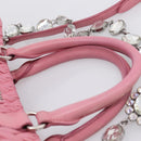 Miu Miu Matelasse Hand Bag Leather Pink Silver Auth ka6078A-8