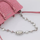 Miu Miu Matelasse Hand Bag Leather Pink Silver Auth ka6078A-9