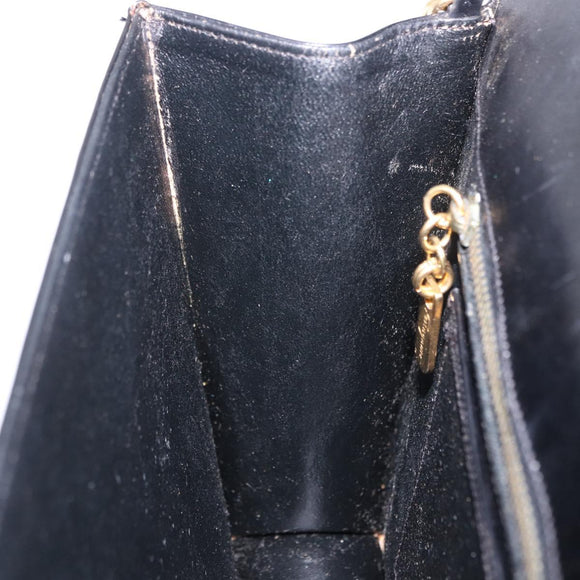 Salvatore Ferragamo Shoulder Bag Leather Black Gold Tone Auth ka6079